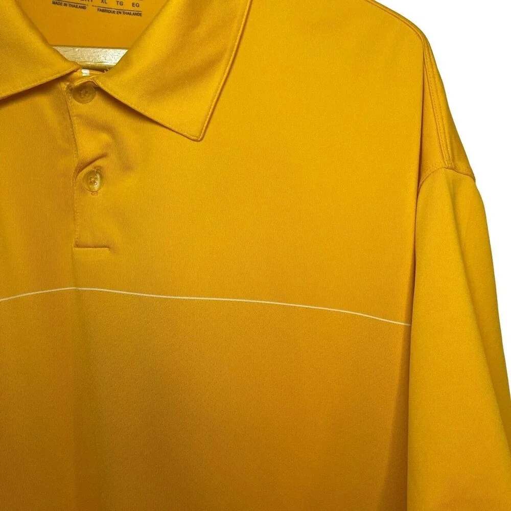 Nike‎ Golf Fit Dry Polo Shirt Mens Yellow Orange Short Sleeve Graphic Back XL